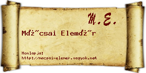 Mácsai Elemér névjegykártya
